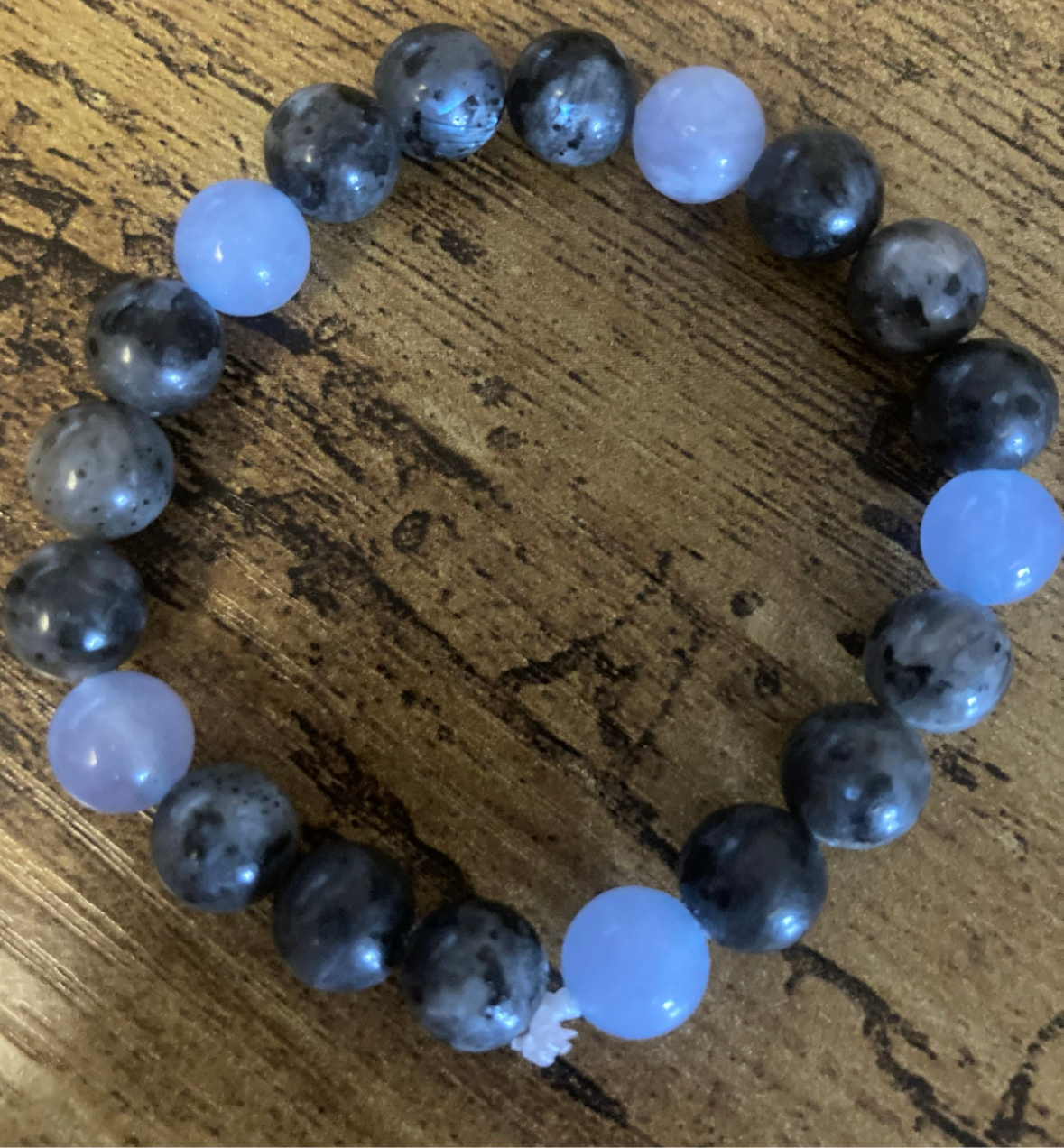 8MM Triple Goddess Blue Aquamarines Dark Grey Labradorite Divine Natural Healing Crystal Bracelet Reiki