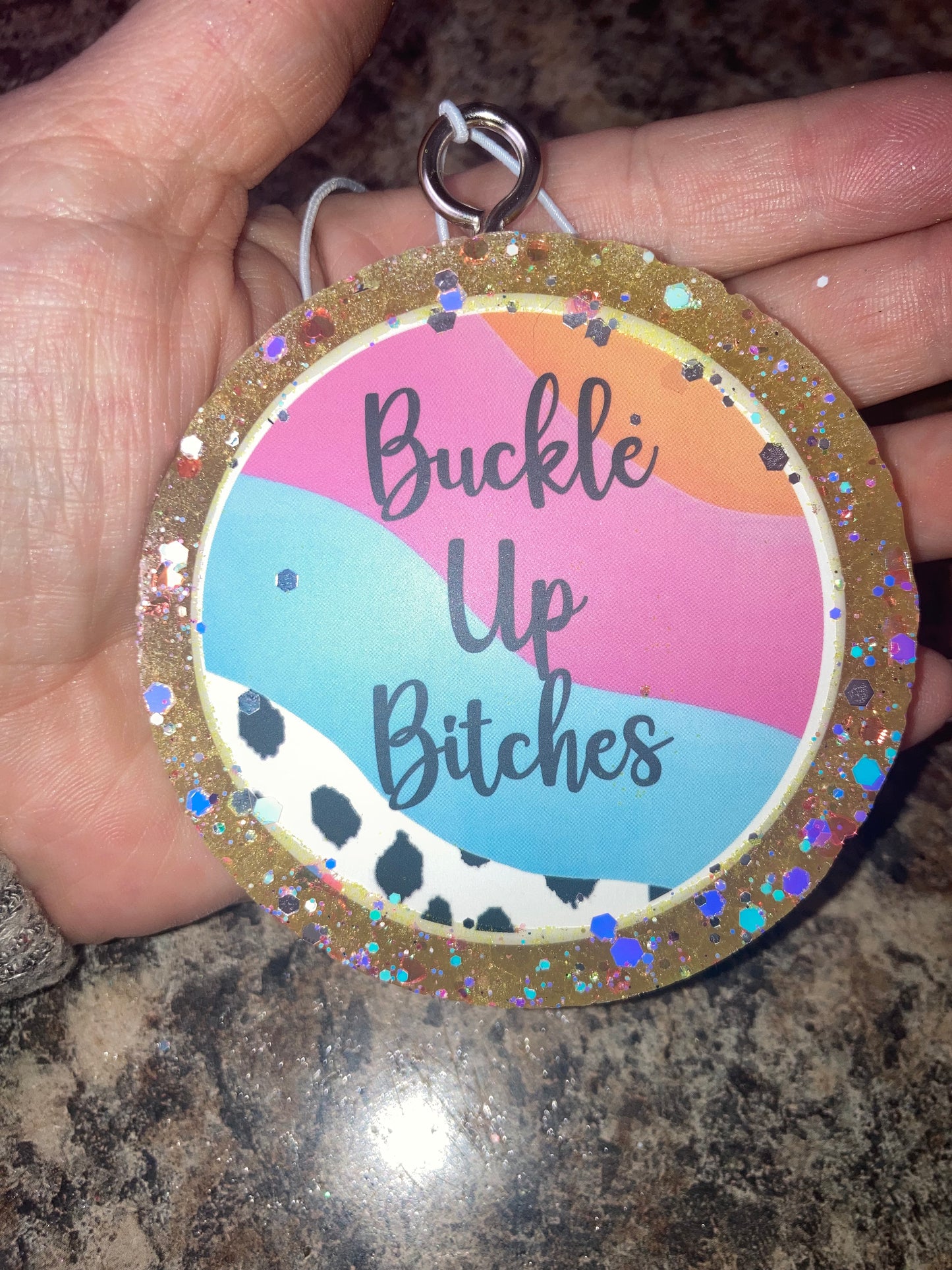 Car/Air Freshies Coconut Bliss Glitter Buckle Up Bitches Aroma Beads