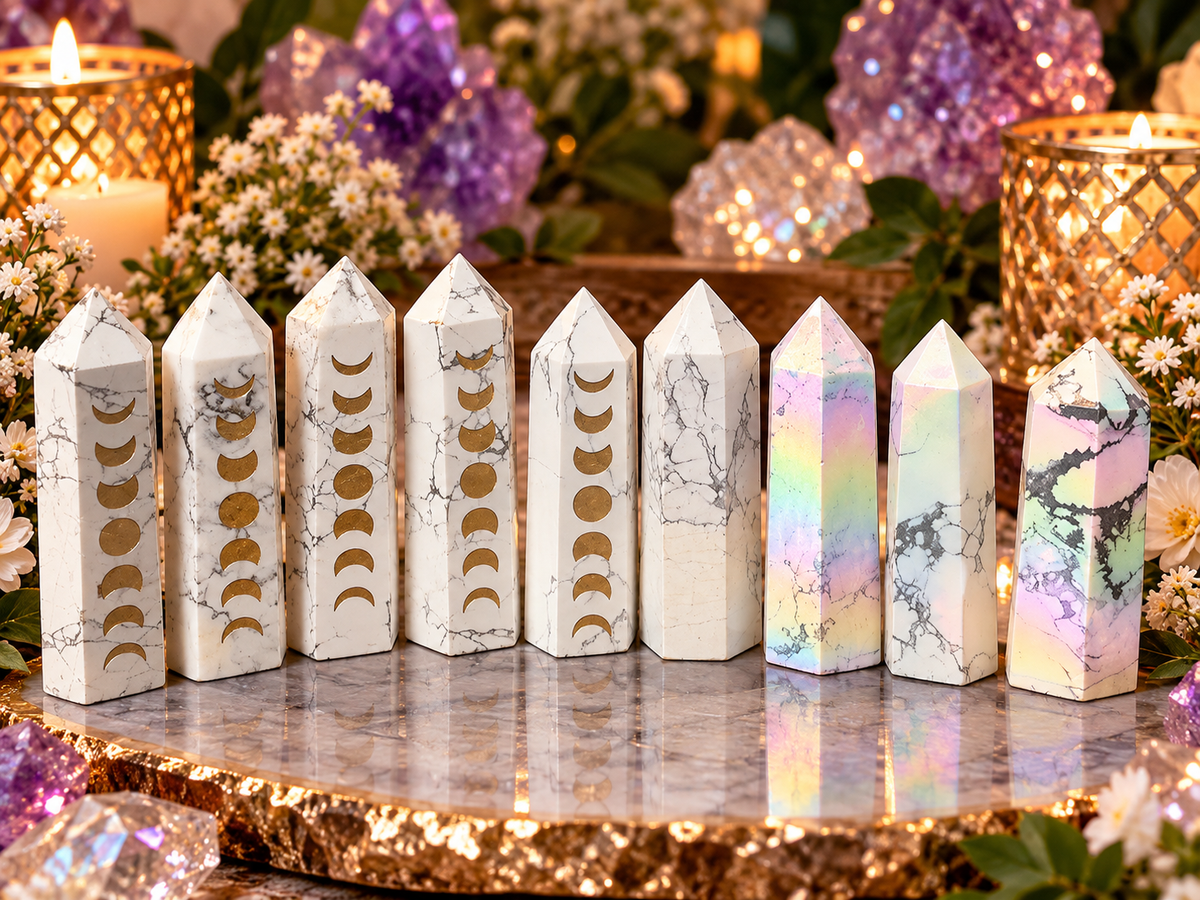 โจ Iridescent Aura Howlite Towers | Rainbow Howlite Crystal Points ๐โจ