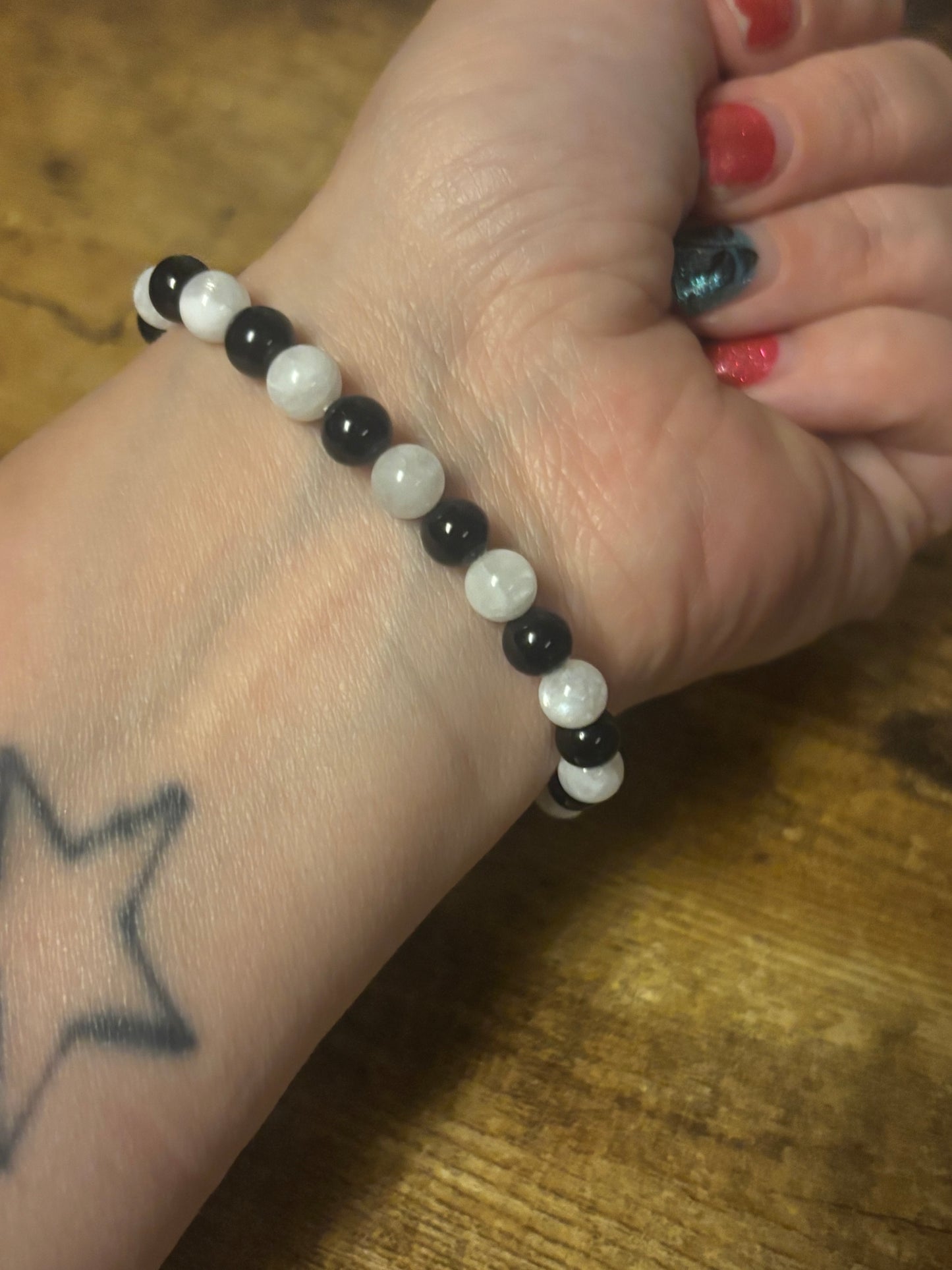 ☯️ Yin Yang Balance Bracelet Tourmaline and Moonstone
