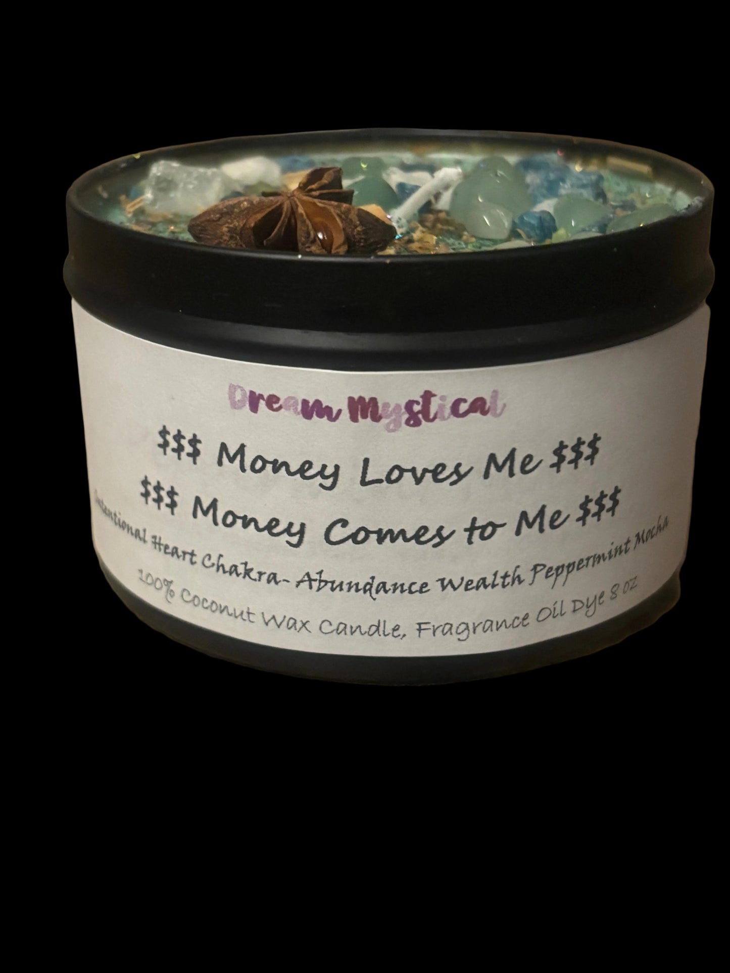 $$$Money Love Me Money Comes to Me$$$ Intentional Coconut Wax Candle 🕯️ Heart Chakra Abundance Wealth (Peppermint Mocha)