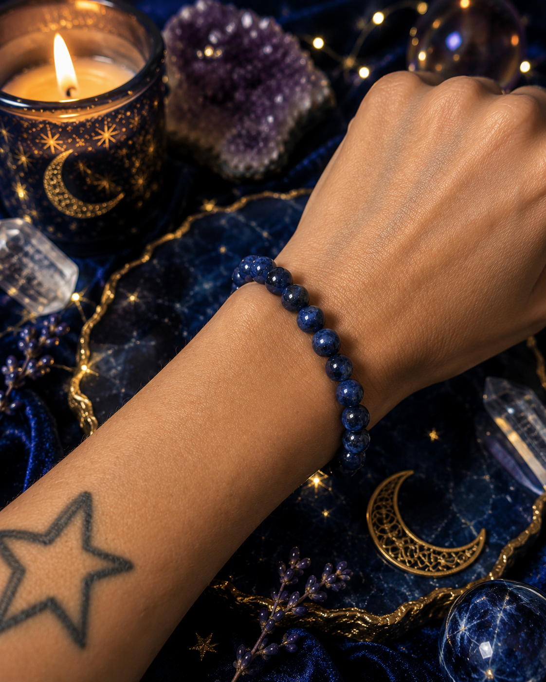 ๐ Sodalite Gemstone Bracelet โ 8mm Natural Stone Stretch Bracelet