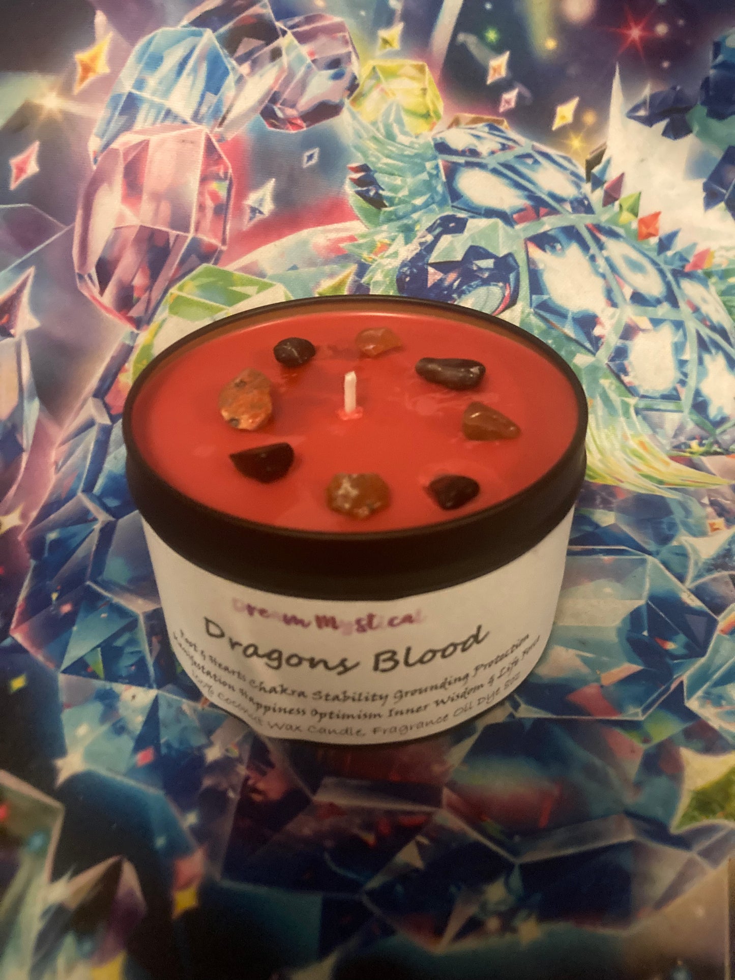 Dragons Blood Intention Manifest Candle Coconut Wax Root & Heart Chakra Healing Protection