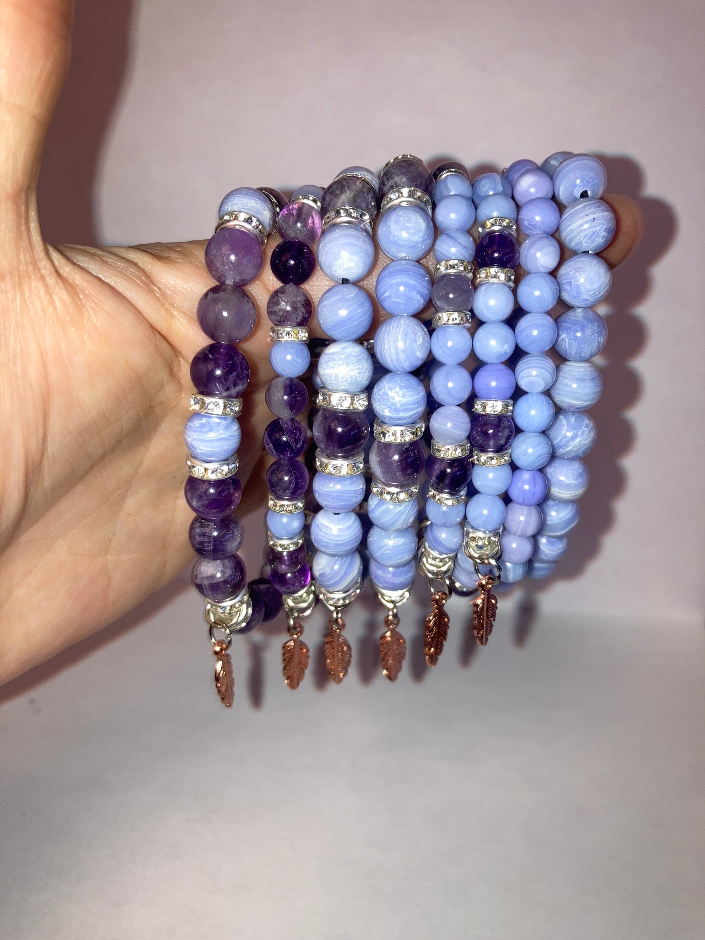 Divine Truth Blue Lace Agate Genuine Healing Crystals bracelet connect to Archangle Raguel & Mother Goddess Earth Gaia