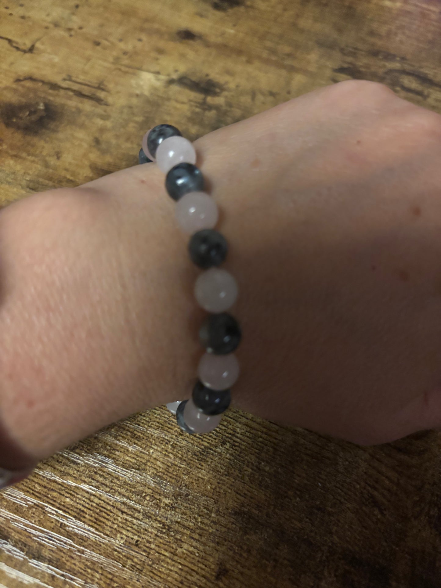 Mystic Love Shield Rose Quartz & Labradorite Bracelet | Love & Protection Crystal Jewelry | Heart Crown Throat & Third Eye Chakra Healing | 6mm 8mm Beads
