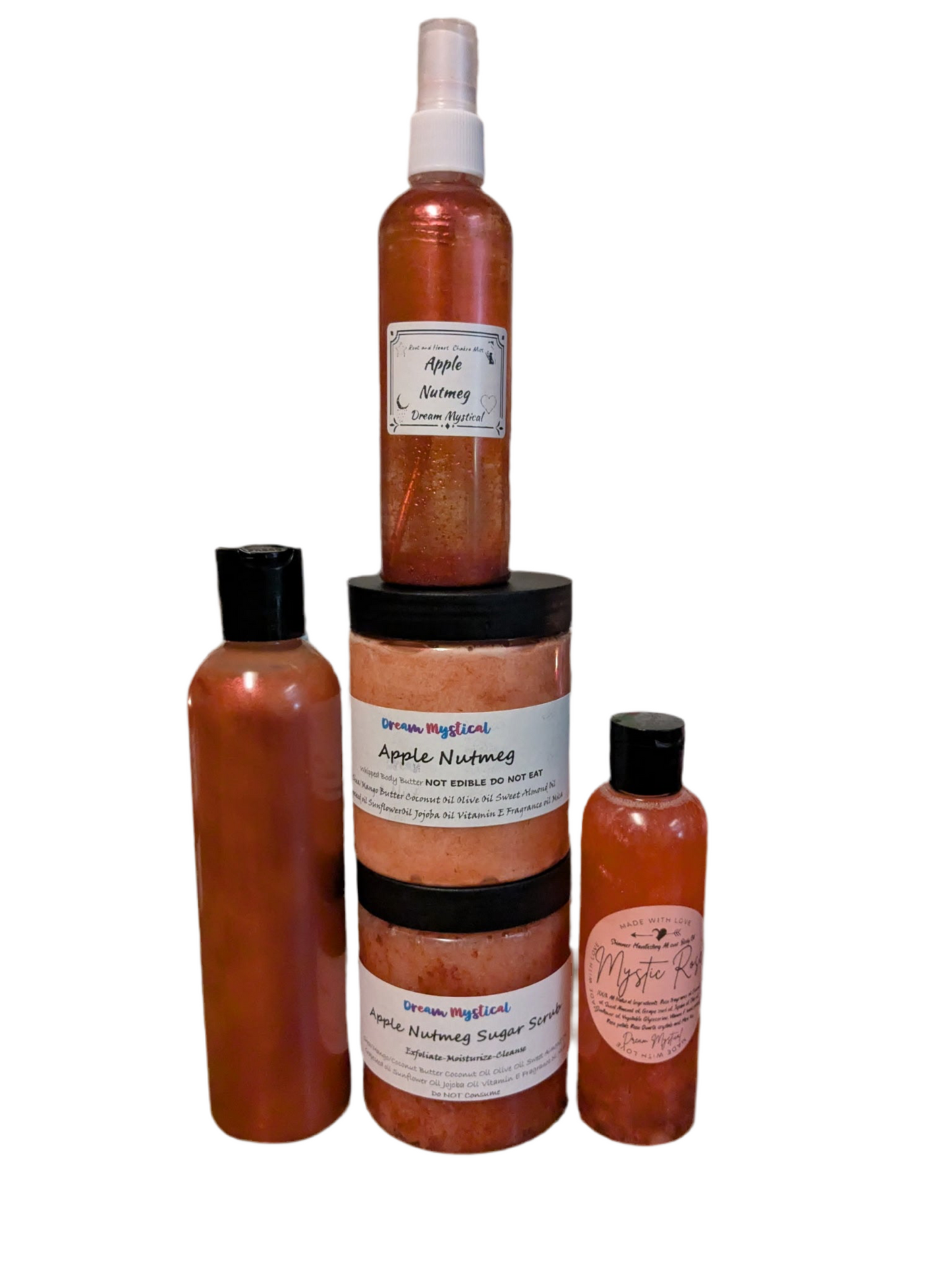 Mini Bundle Includes: 4oz Body Wash, 4oz Whipped Body Butter, 4oz Sugar Scrub, 2oz Body Oil, 2oz Body Mist, F U Evil Be Gone Bath Salts ➡️Perfect tester or gift size — luxury made affordable.