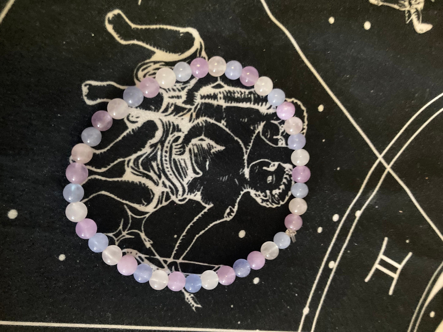 6MM Mystic Magical Unicorn Blue Aquamarine Rose Quartz Amethyst Divine Natural Healing Crystal Anklet Reiki