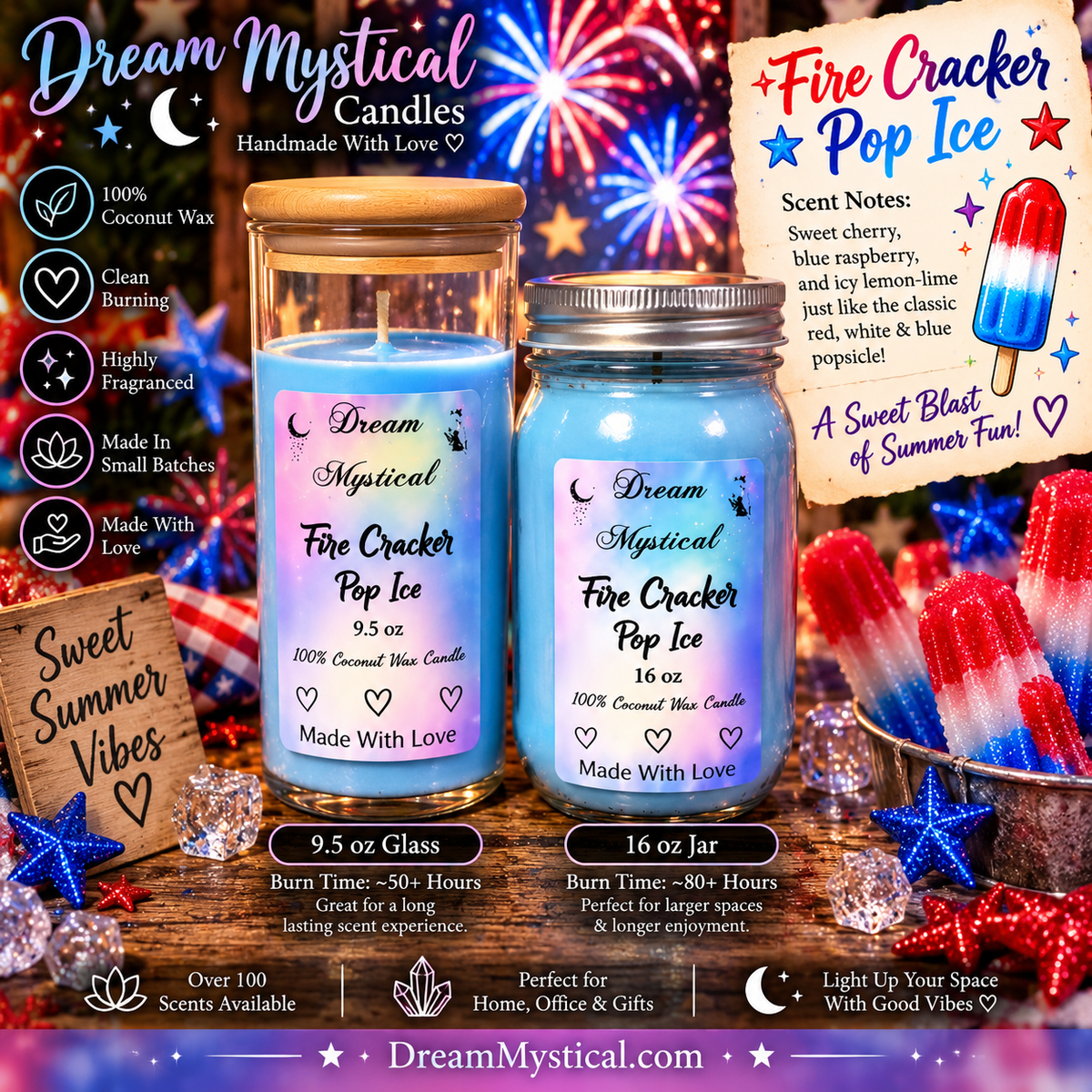 🎆 Fire Cracker Pop Ice – 100% Coconut Wax Candle