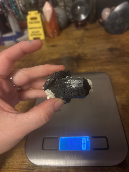 🖤Sacrad Shield Raw Black Tourmaline on Matrix | Protection & Grounding Crystal | Natural Healing Stone (83g)• Natural Schorl Mineral • EMF Protection • Grounding & Clarity Stone • Raw Healing Crystal