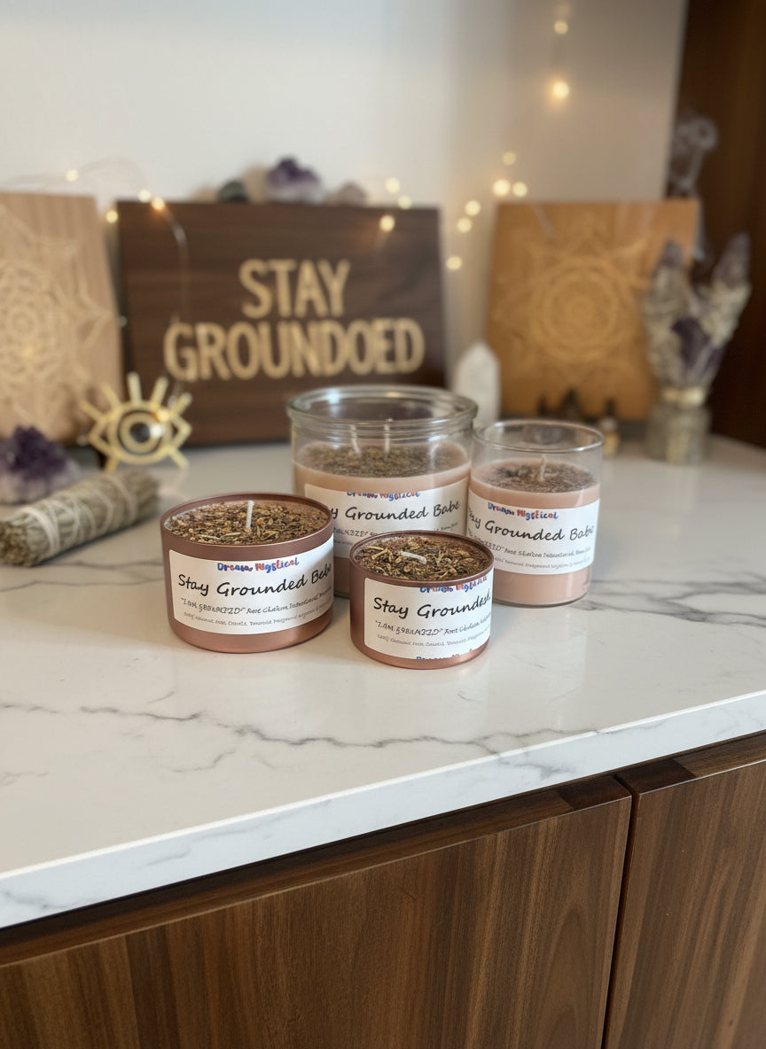 🌿 Stay Grounded Babe Brownie Scent– Root Chakra Intention Candle Coconut Wax for Protection, Stability & Calm
