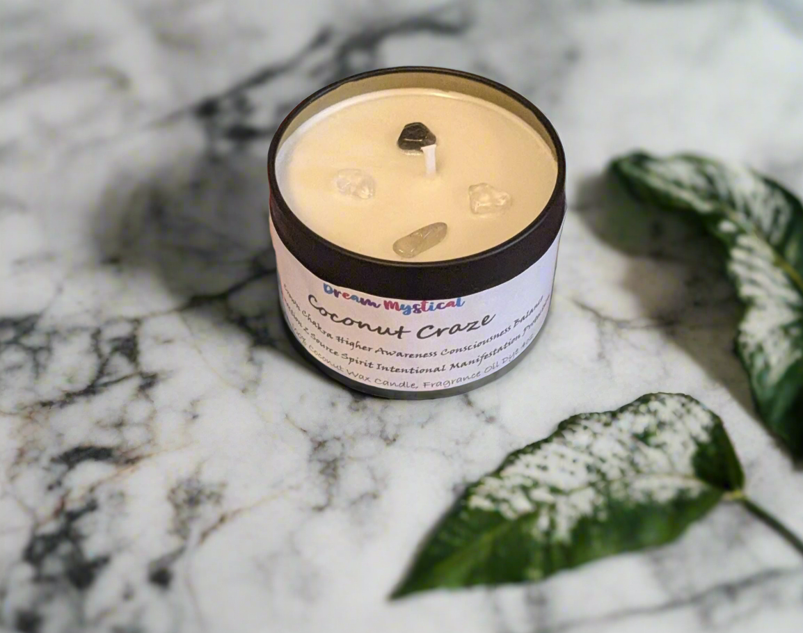 Coconut craze Intentional Candle Coconut Wax  Crown Chakra Inspires Connects 2 Divine Consciousness Enlightment Protection