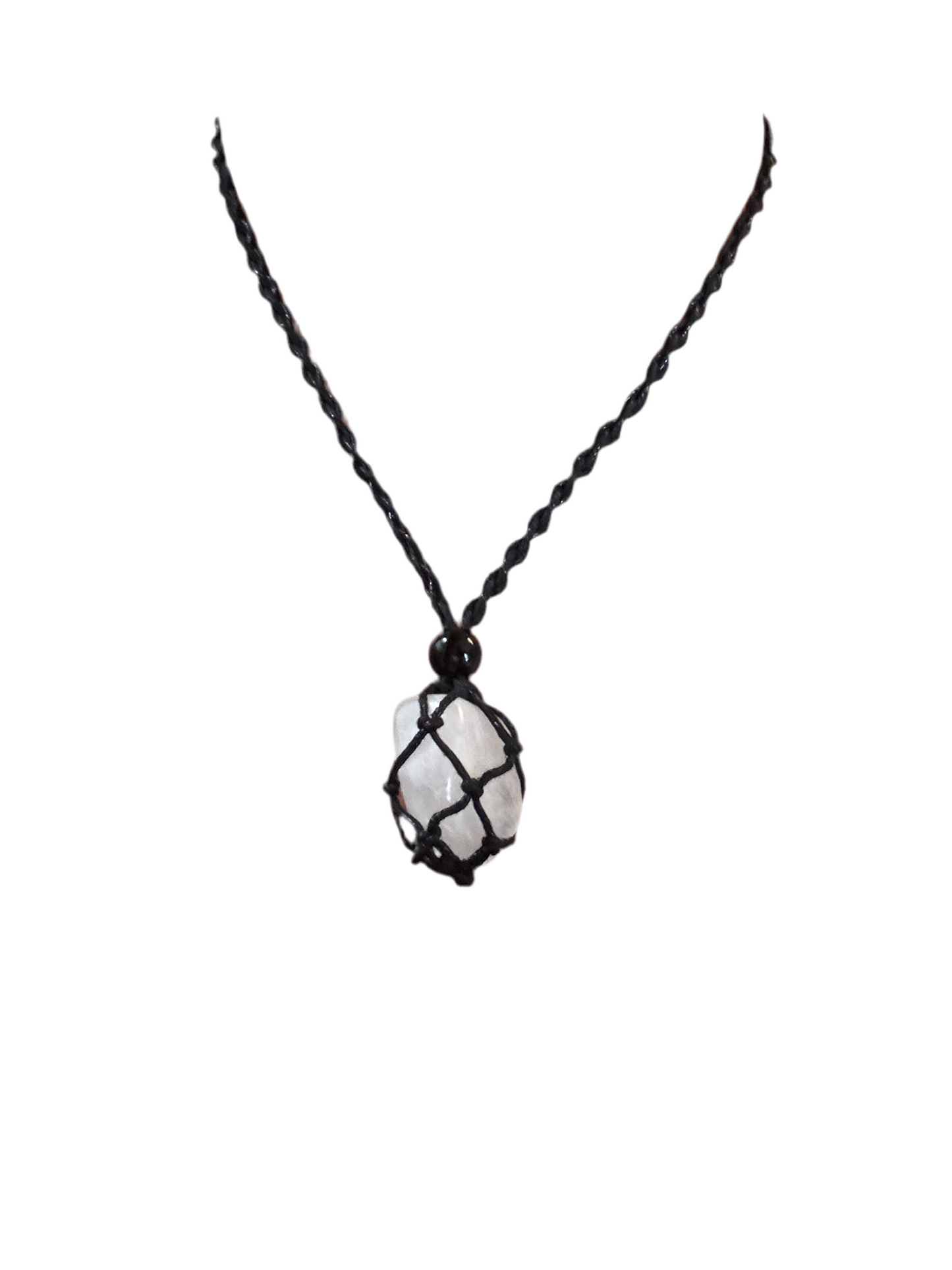 Light Alchemist Clear Quartz Reiki Infused Interchangeable adjustable crystal Macrame pouch necklace