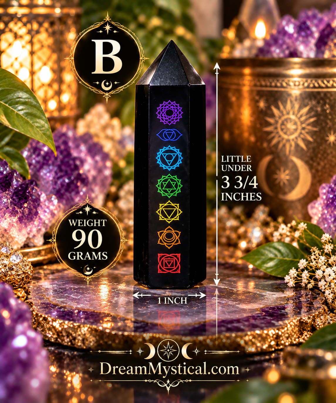 🖤🌈 Black Obsidian 7 Chakra Tower | Protection • Grounding • Energy Balance