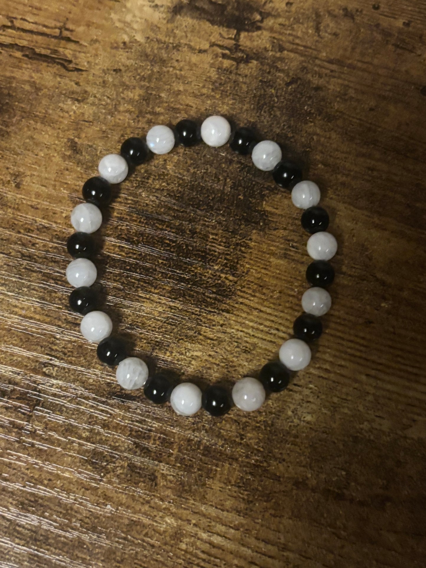 ☯️ Yin Yang Balance Bracelet Tourmaline and Moonstone
