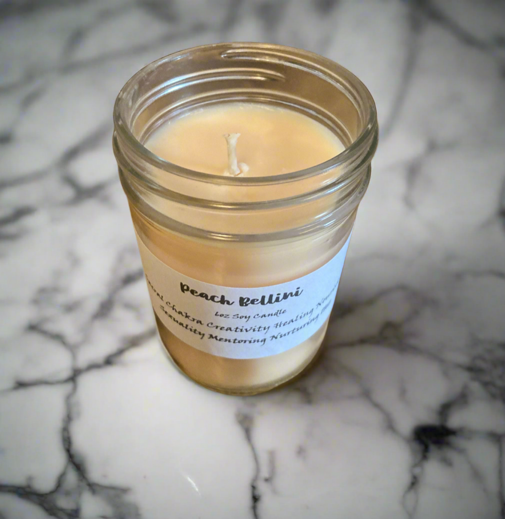 Peach Bellini Intentional Manifest handmade hand poured Soy Candle~ Sacral Chakra Creating Mentoring Sexuality Sensuality