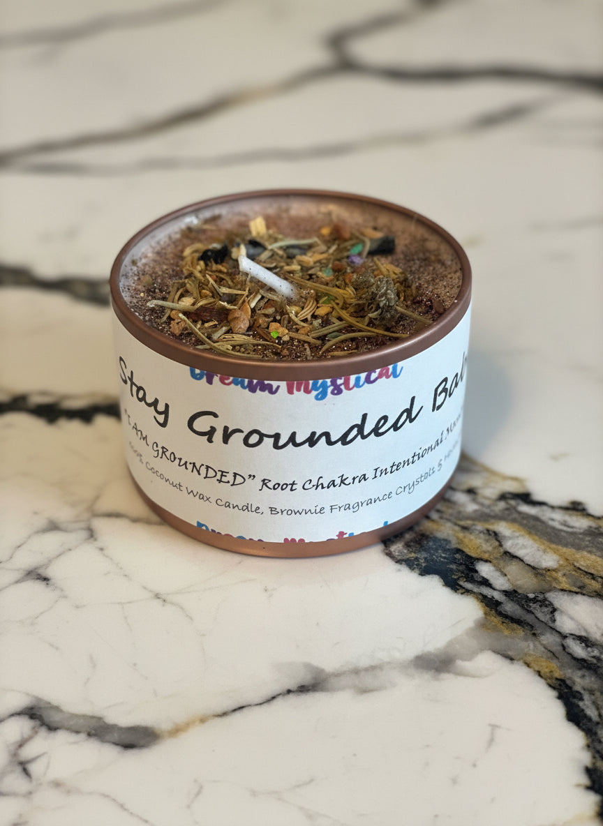 🌿 Stay Grounded Babe Brownie Scent– Root Chakra Intention Candle Coconut Wax for Protection, Stability & Calm