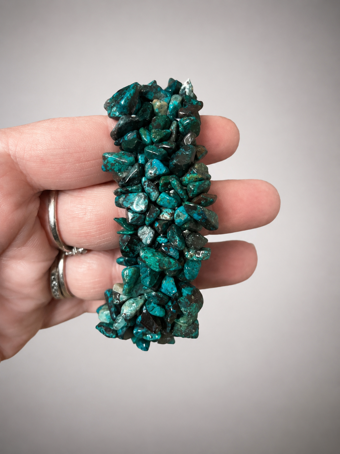 Natural Chrysocolla Chip Bracelet | Gem Show Find | Last One Available | Stretch Crystal Bracelet | Blue-Green Natural Stone Jewelry