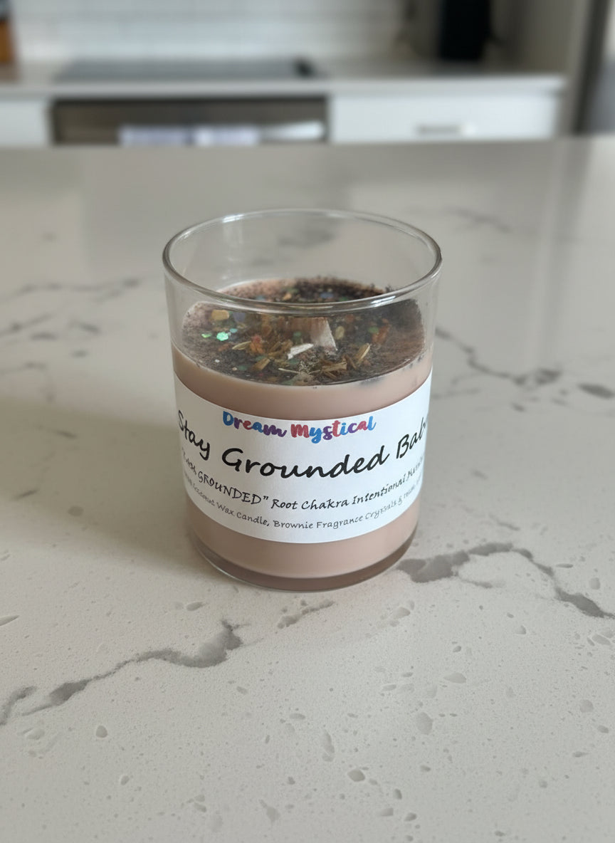 🌿 Stay Grounded Babe Brownie Scent– Root Chakra Intention Candle Coconut Wax for Protection, Stability & Calm
