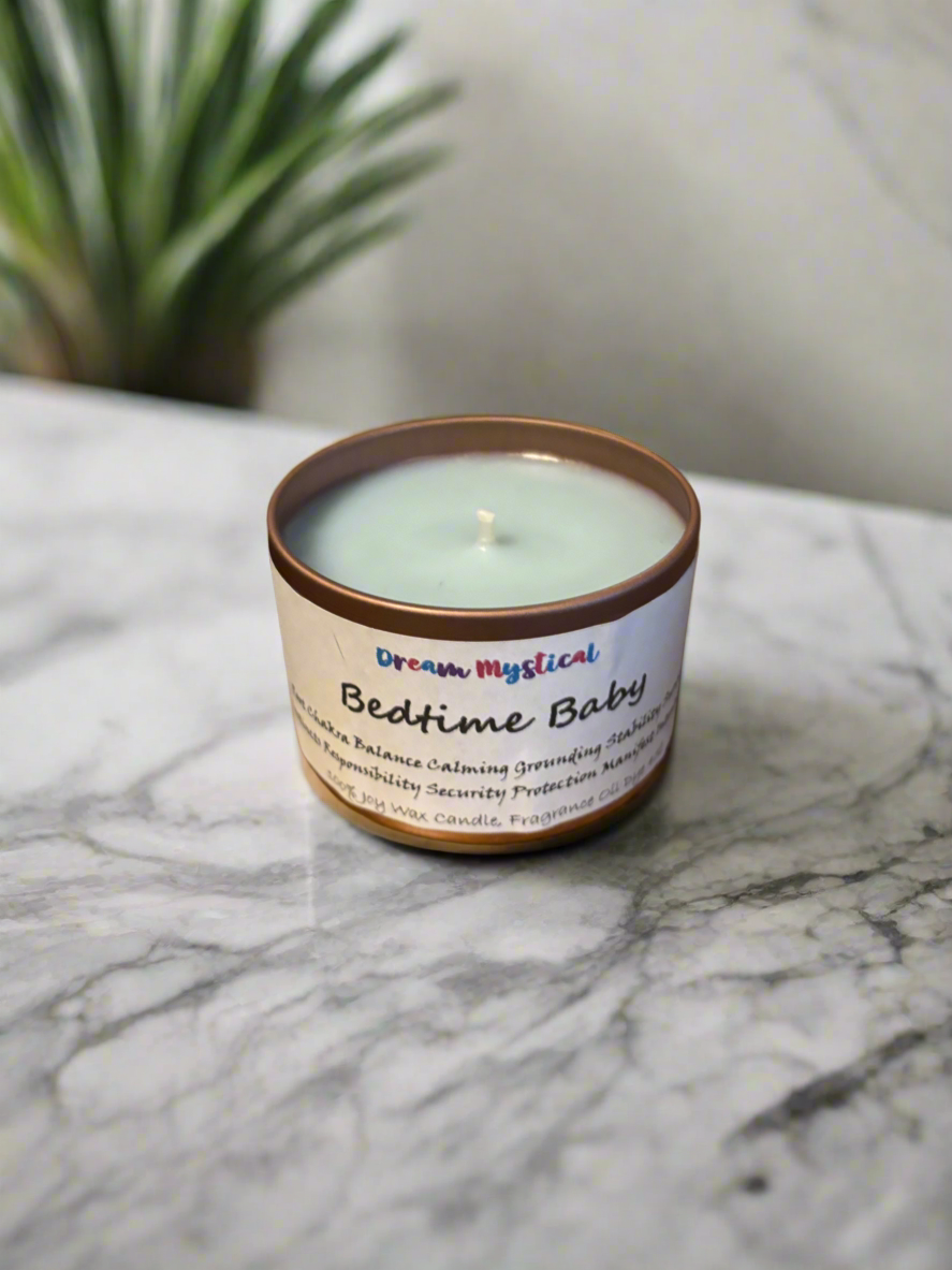 Bedtime Baby Intentional Manifest Candle 100% Coconut 🥥 Wax Root chakra Balance, Calming, Grounding, Stability, Survival Instincts, Responsibility, Security and Protection