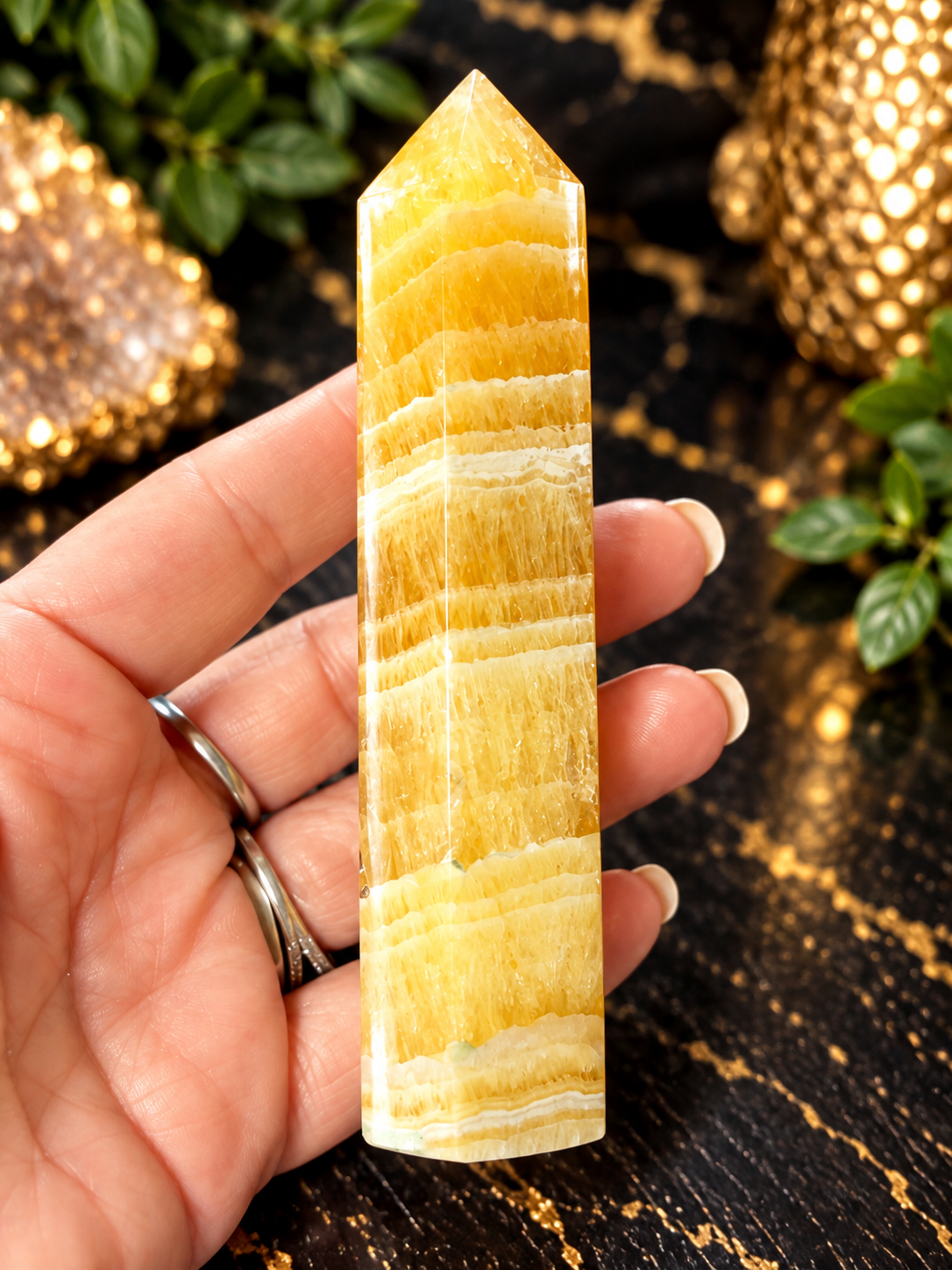 Golden Fluorite Banded Crystal Towers 💛 | Confidence • Focus • Abundance • Solar Plexus Energy