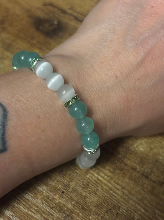 Cleansed Abundance Bracelet 💚 Green Aventurine & Selenite Crystal Bracelet | Energy Cleansing • Luck • Heart Chakra Healing