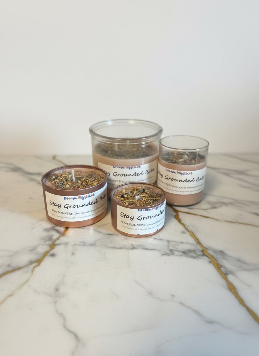 🌿 Stay Grounded Babe Brownie Scent– Root Chakra Intention Candle Coconut Wax for Protection, Stability & Calm