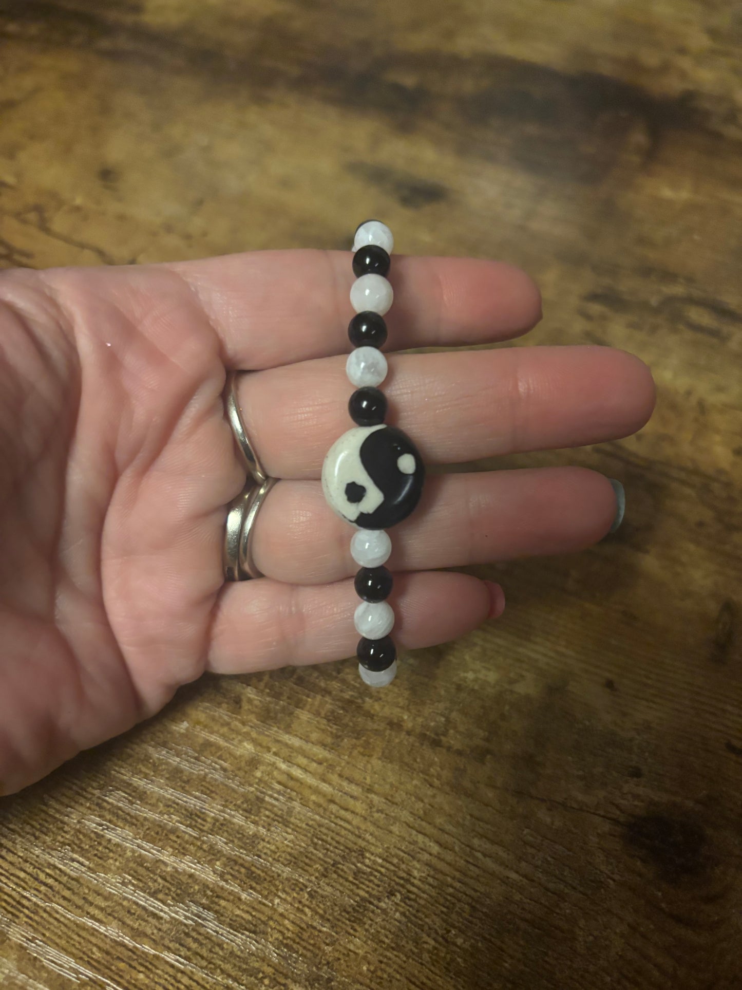 ☯️ Yin Yang Balance Bracelet Tourmaline and Moonstone