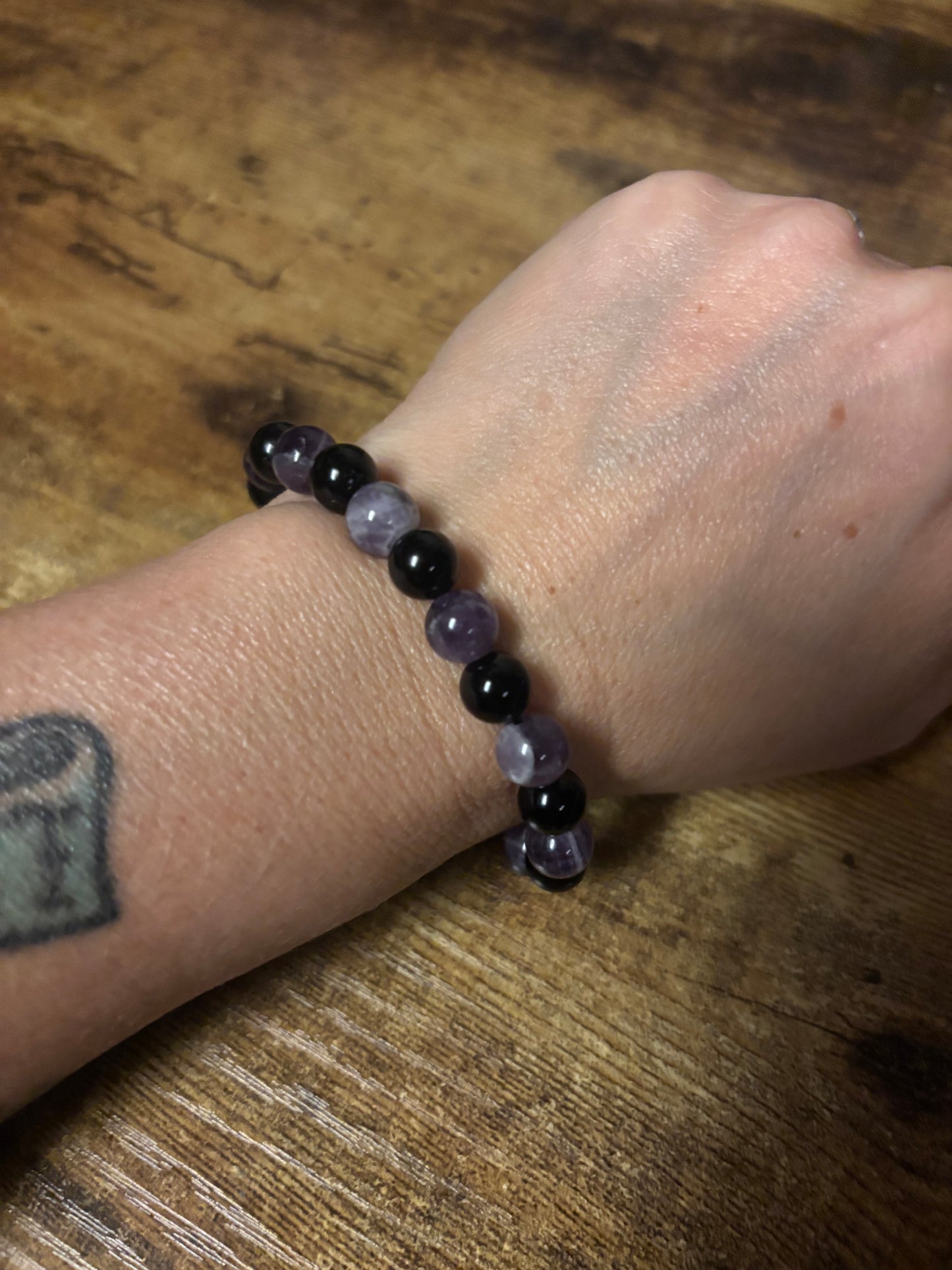Shadowlight Guardian – Dog Tooth Amethyst & Black Tourmaline AAA Shielding & Clarity Bracelet