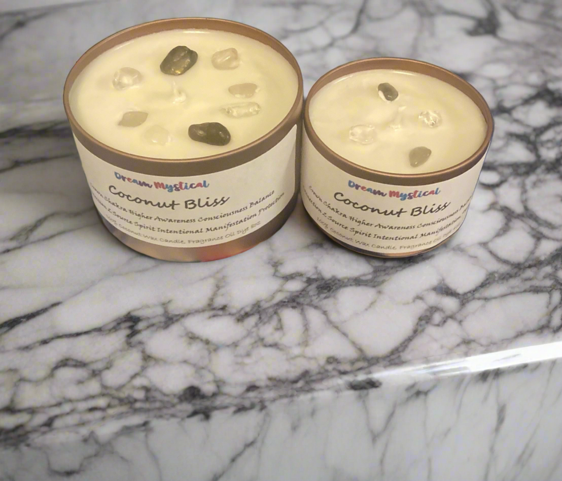 Coconut Bliss Intentional Candle Coconut Wax  Crown Chakra Inspires Connects 2 Divine Consciousness Enlightment Protection