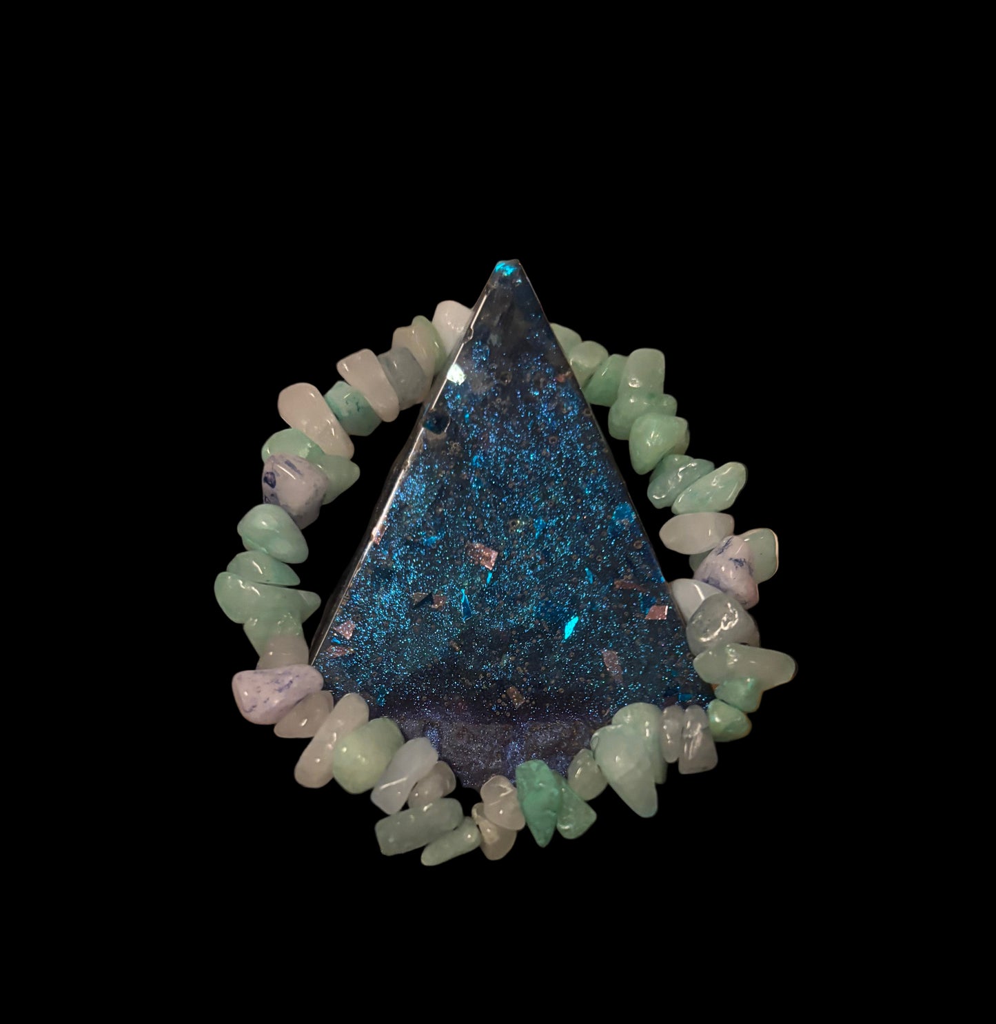 🌿 Heart of Gaia – Green Agate Chip Bracelet • Heart Chakra • Growth & Grounding