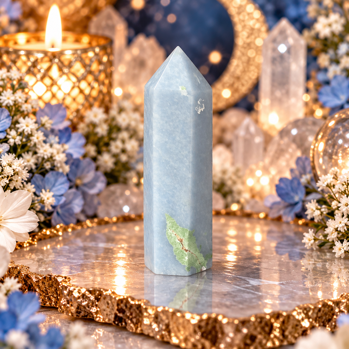 💙 ANGELITE CRYSTAL TOWERS | Peace • Communication • Divine Guidance