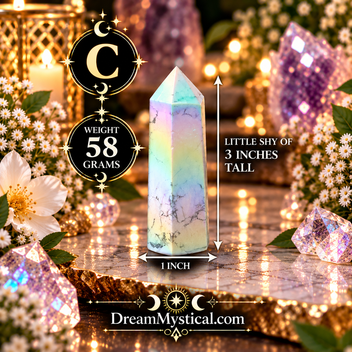✨ Iridescent Aura Howlite Towers | Rainbow Howlite Crystal Points 🌈✨