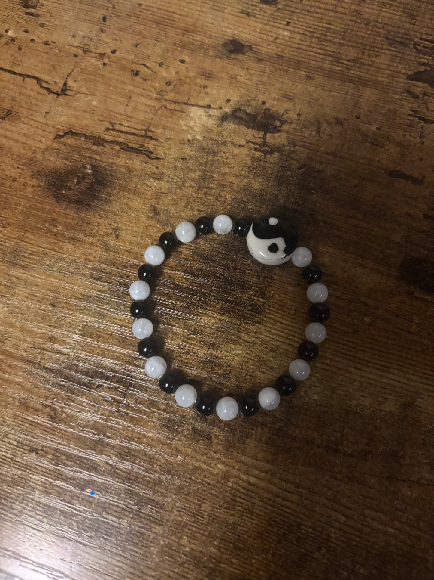 ☯️ Yin Yang Balance Bracelet Tourmaline and Moonstone