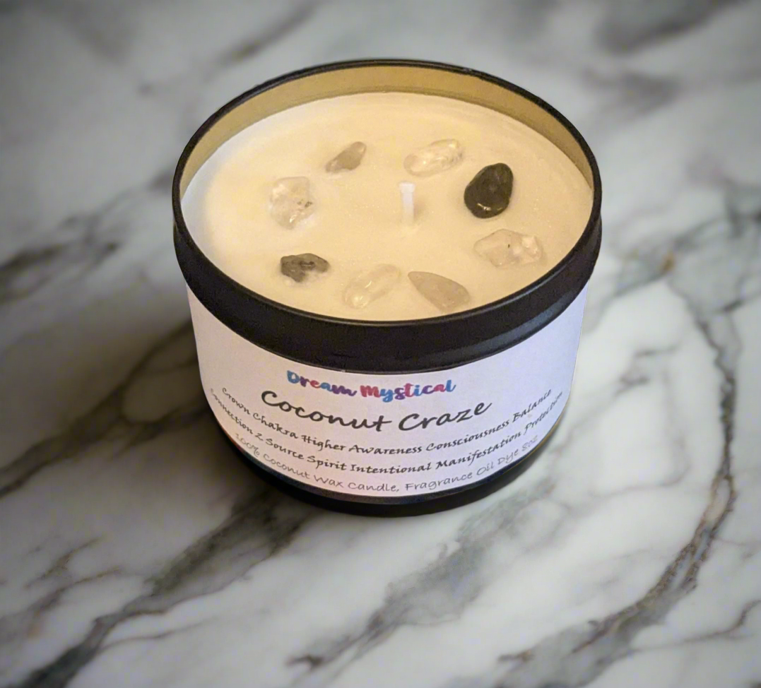 Coconut craze Intentional Candle Coconut Wax  Crown Chakra Inspires Connects 2 Divine Consciousness Enlightment Protection