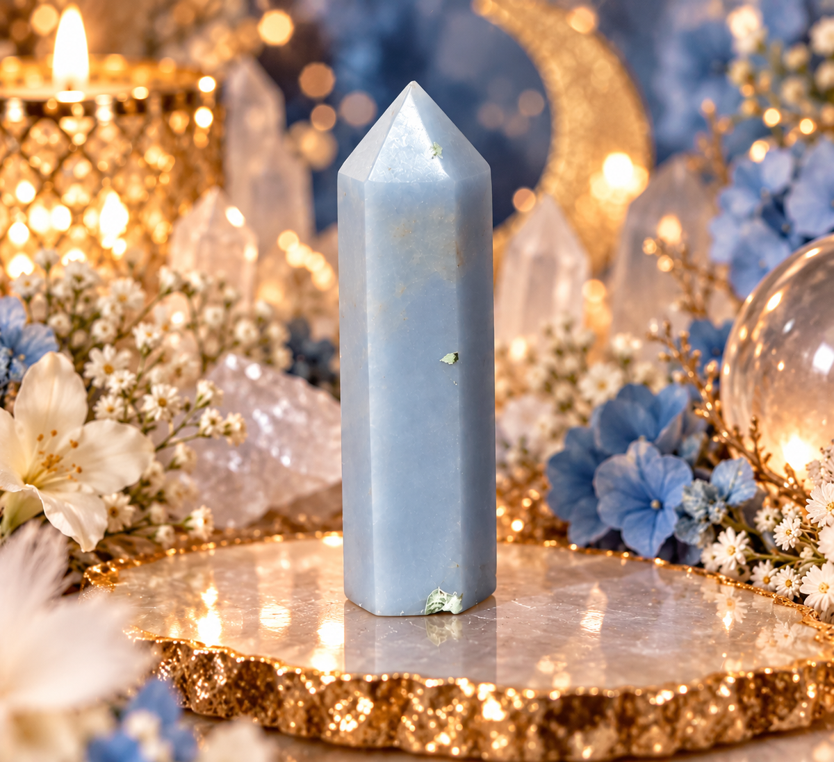 💙 ANGELITE CRYSTAL TOWERS | Peace • Communication • Divine Guidance