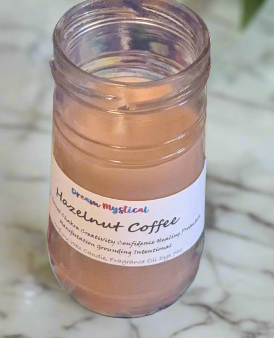 Hazelnut Coffee handmade hand poured Intentional Manifesting Canle Root/ Soalar Plexus Grounding Creativity Confidence Security Personal