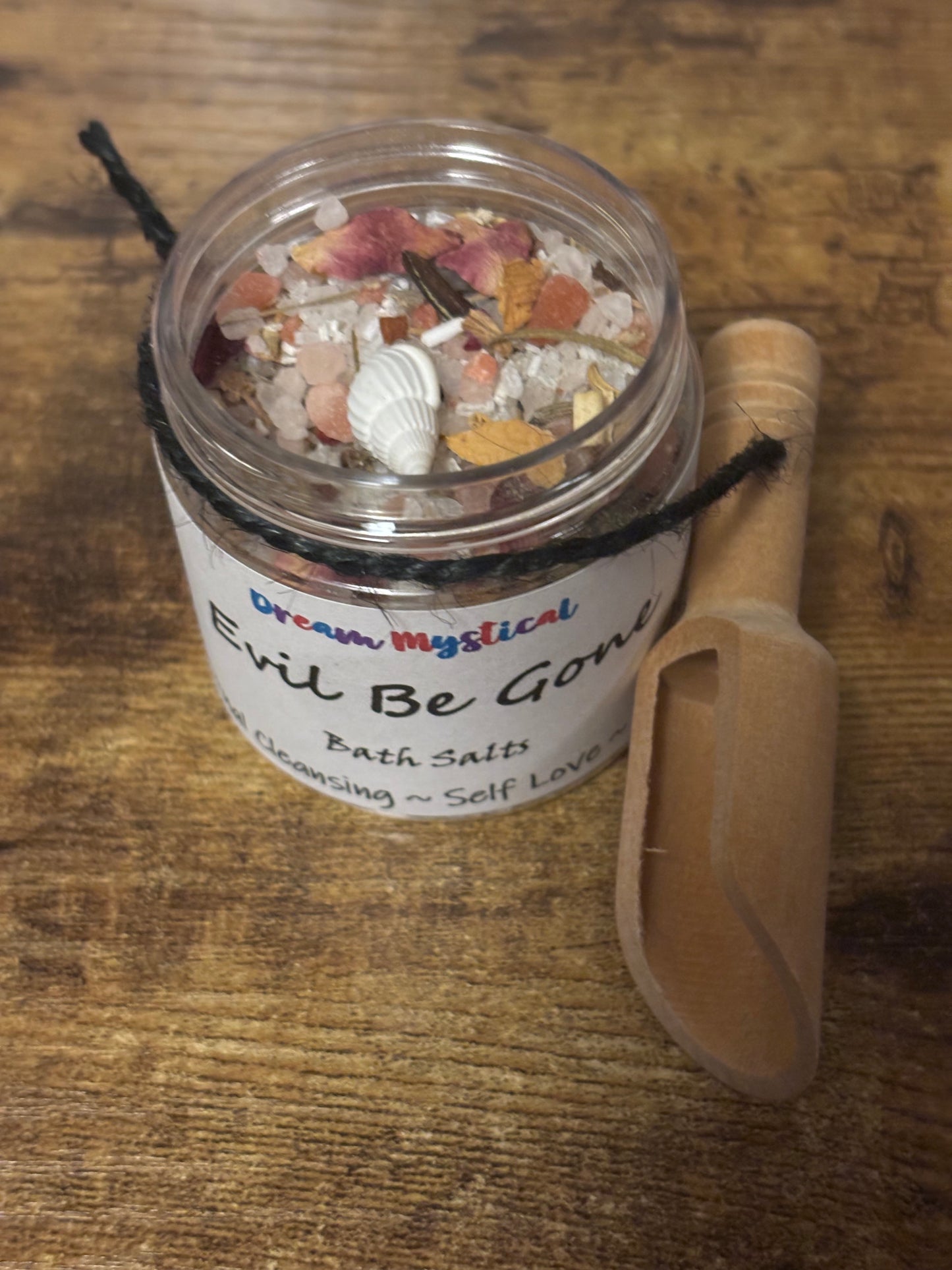 Organic Self Love Bath Salts with Essential Oils Hand picked Herbs~Coconut (plastic jars)