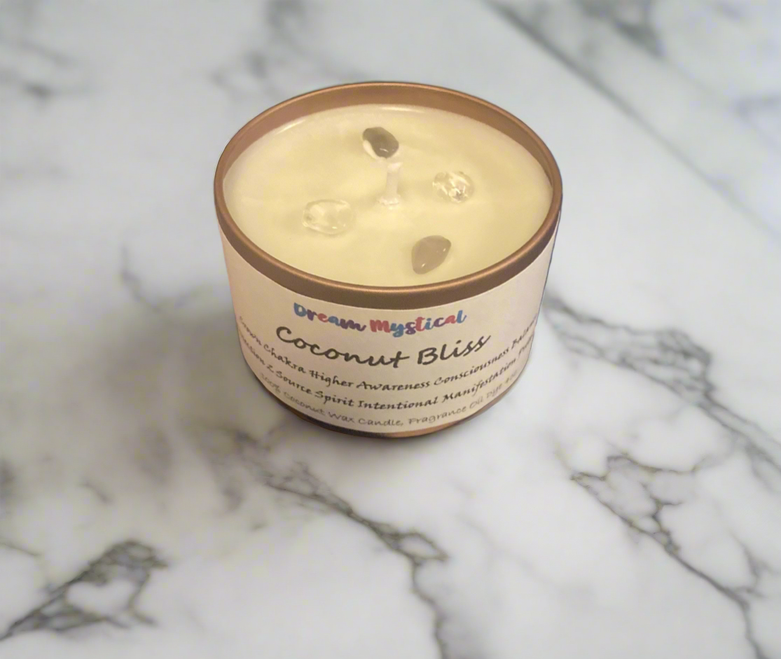 Coconut Bliss Intentional Candle Coconut Wax  Crown Chakra Inspires Connects 2 Divine Consciousness Enlightment Protection