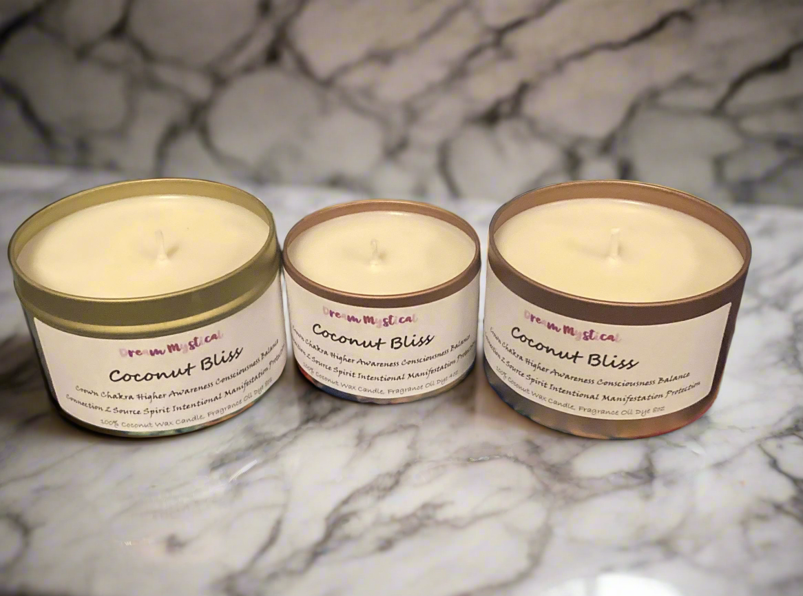 Coconut Bliss Intentional Candle Coconut Wax  Crown Chakra Inspires Connects 2 Divine Consciousness Enlightment Protection