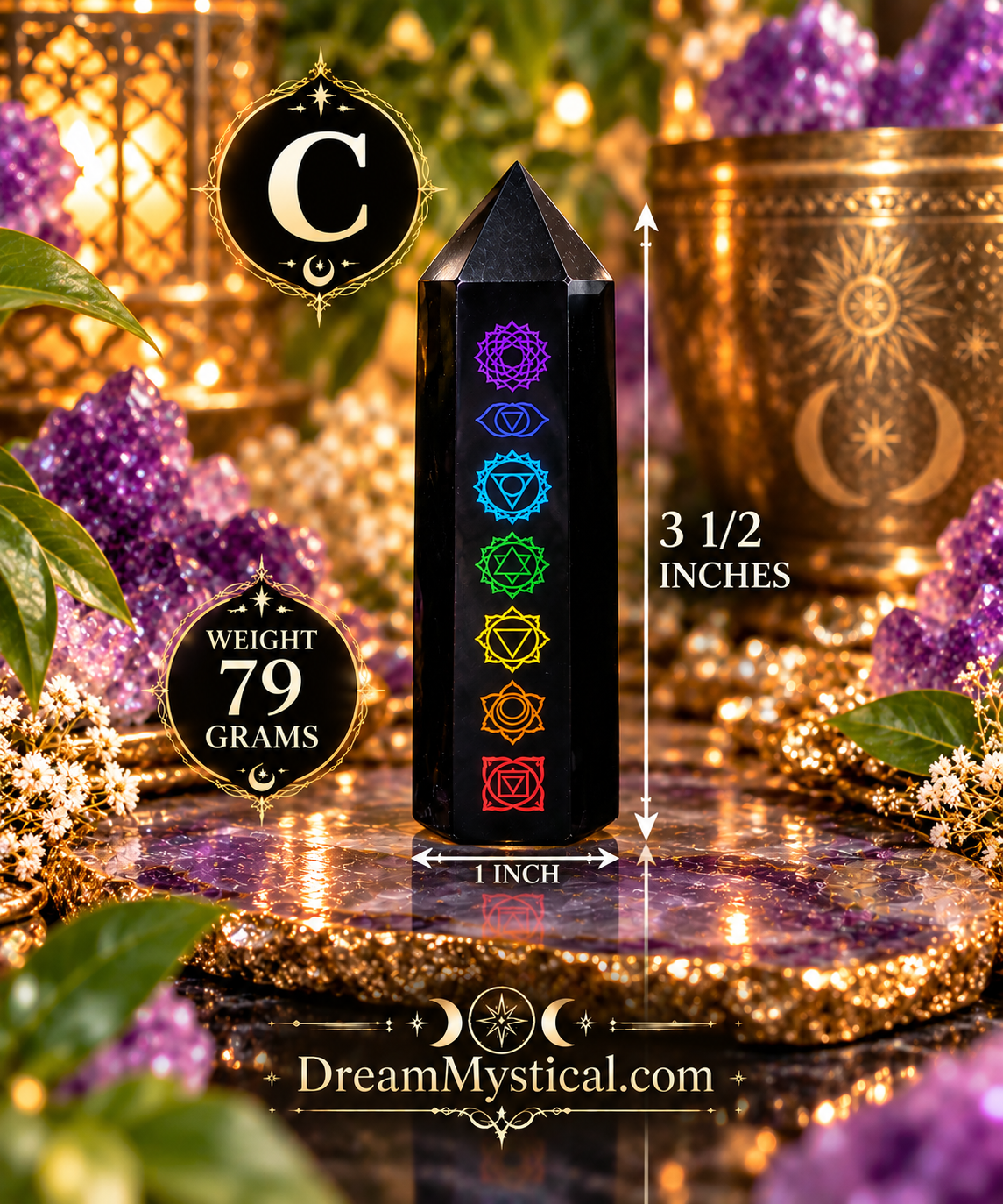 🖤🌈 Black Obsidian 7 Chakra Tower | Protection • Grounding • Energy Balance