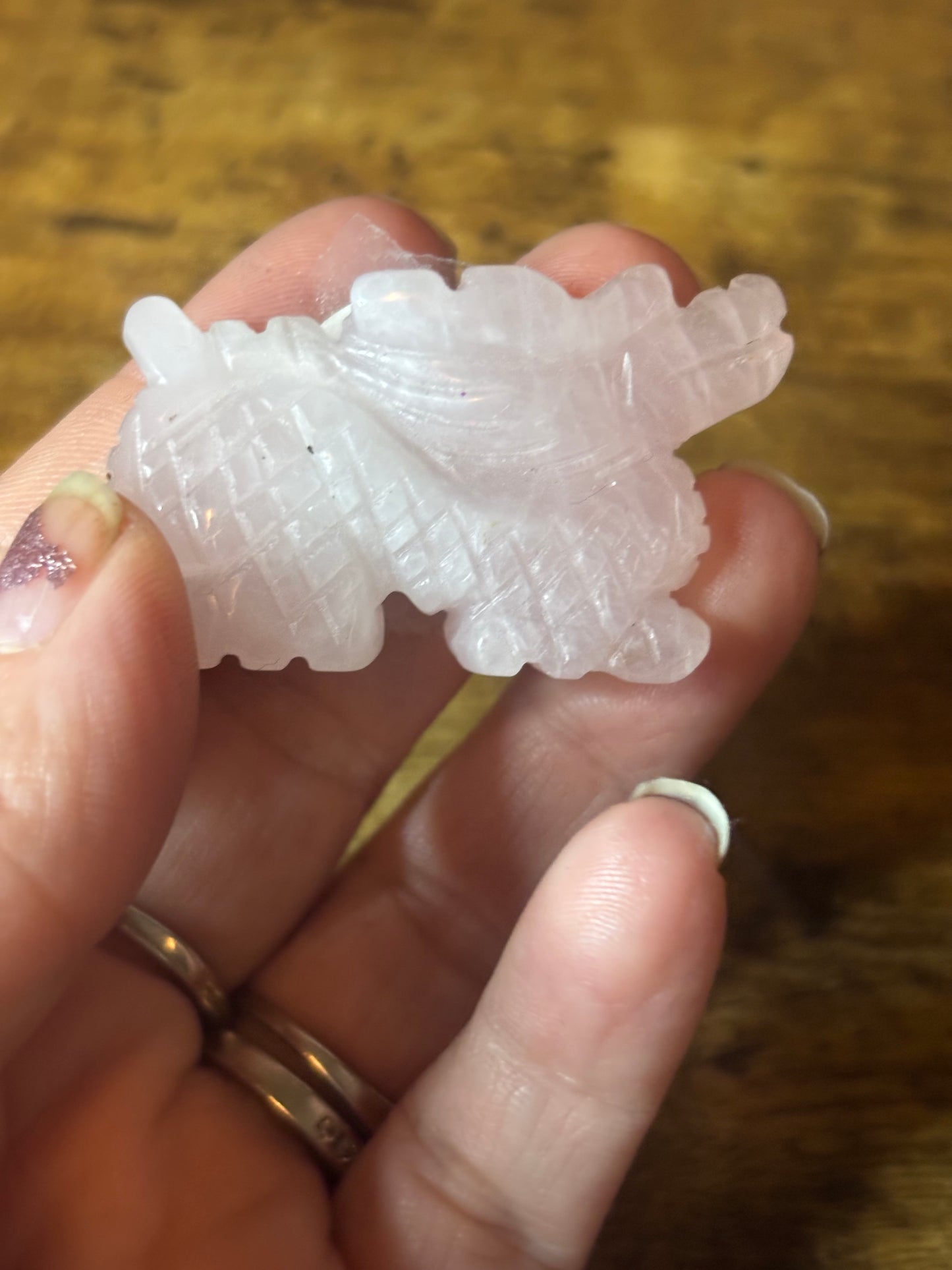 Dragon Carving- Rose Quartz •Amethyst