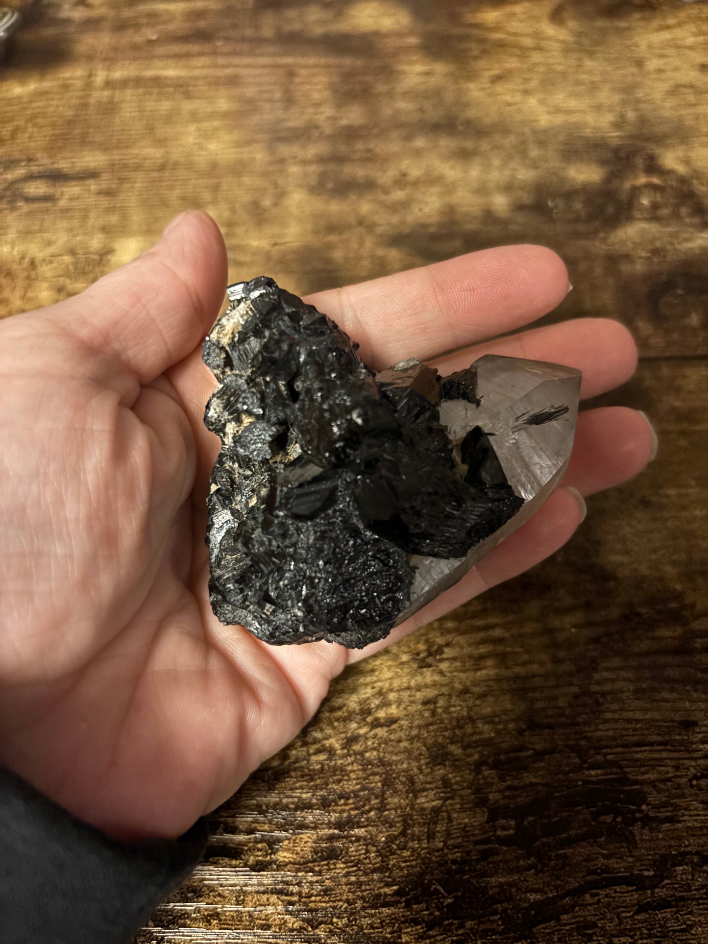 🖤Scared Shield One-of-a-Kind Black Tourmaline & Quartz Cluster | Protection Specimen | Grounding Crystal (142g)Collector•  EMF Protection • Grounding & Clarity Stone • Raw Healing Crystal