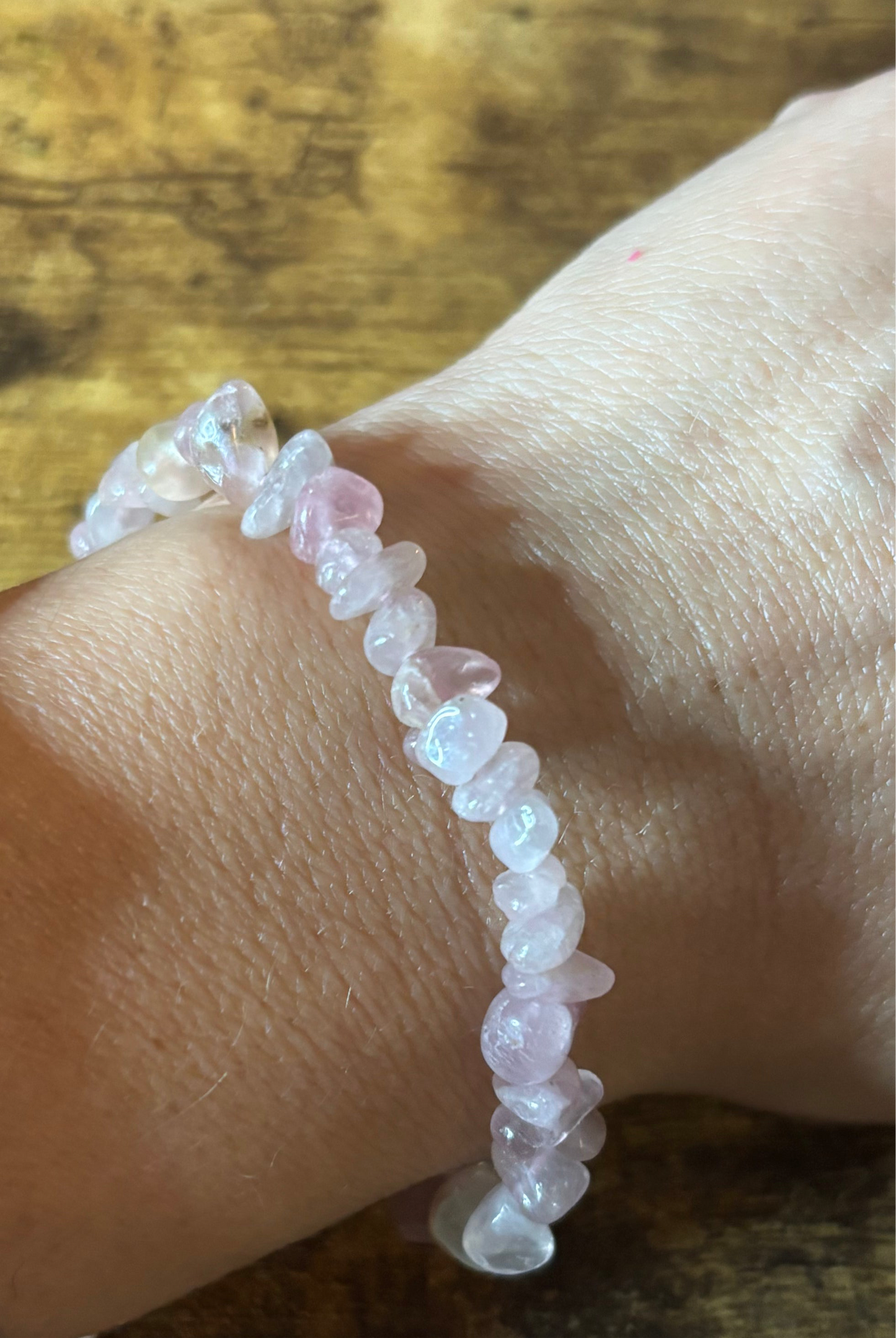 Aphrodite 4-10MM Madagascar Rose Quartz Chips Natural Genuine Healing Crystal Bracelet high-vibration, spiritual, and handmade