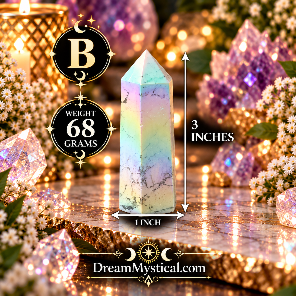 ✨ Iridescent Aura Howlite Towers | Rainbow Howlite Crystal Points 🌈✨