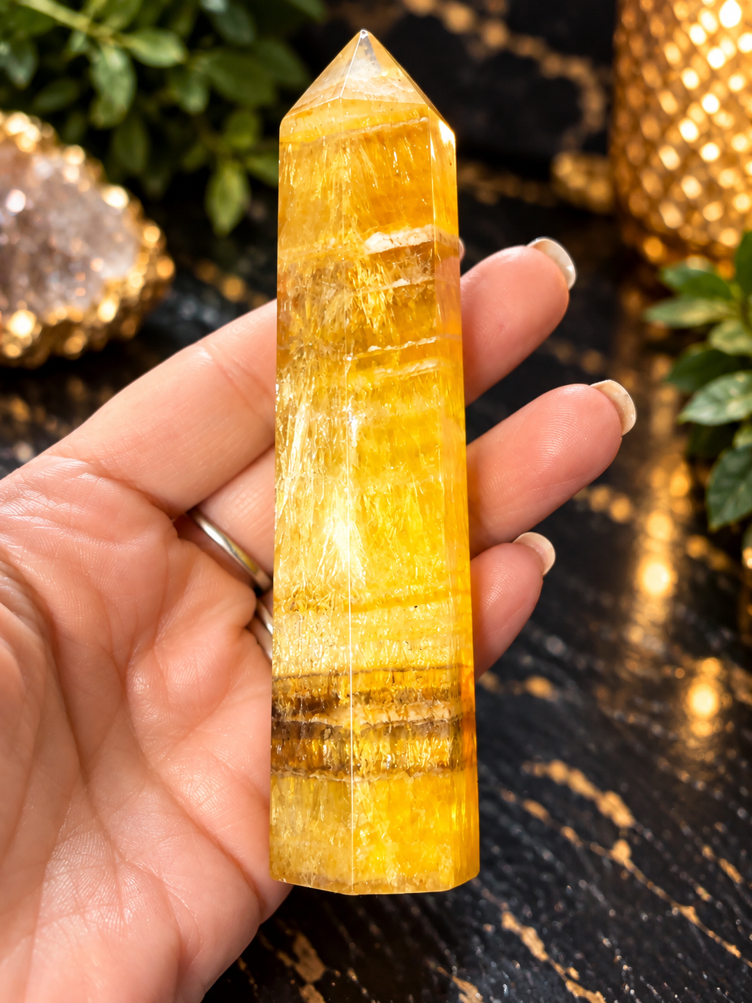 Golden Fluorite Banded Crystal Towers 💛 | Confidence • Focus • Abundance • Solar Plexus Energy