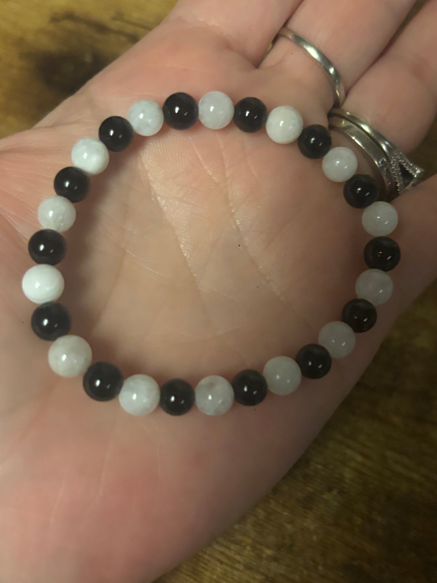 ☯️ Yin Yang Balance Bracelet Tourmaline and Moonstone
