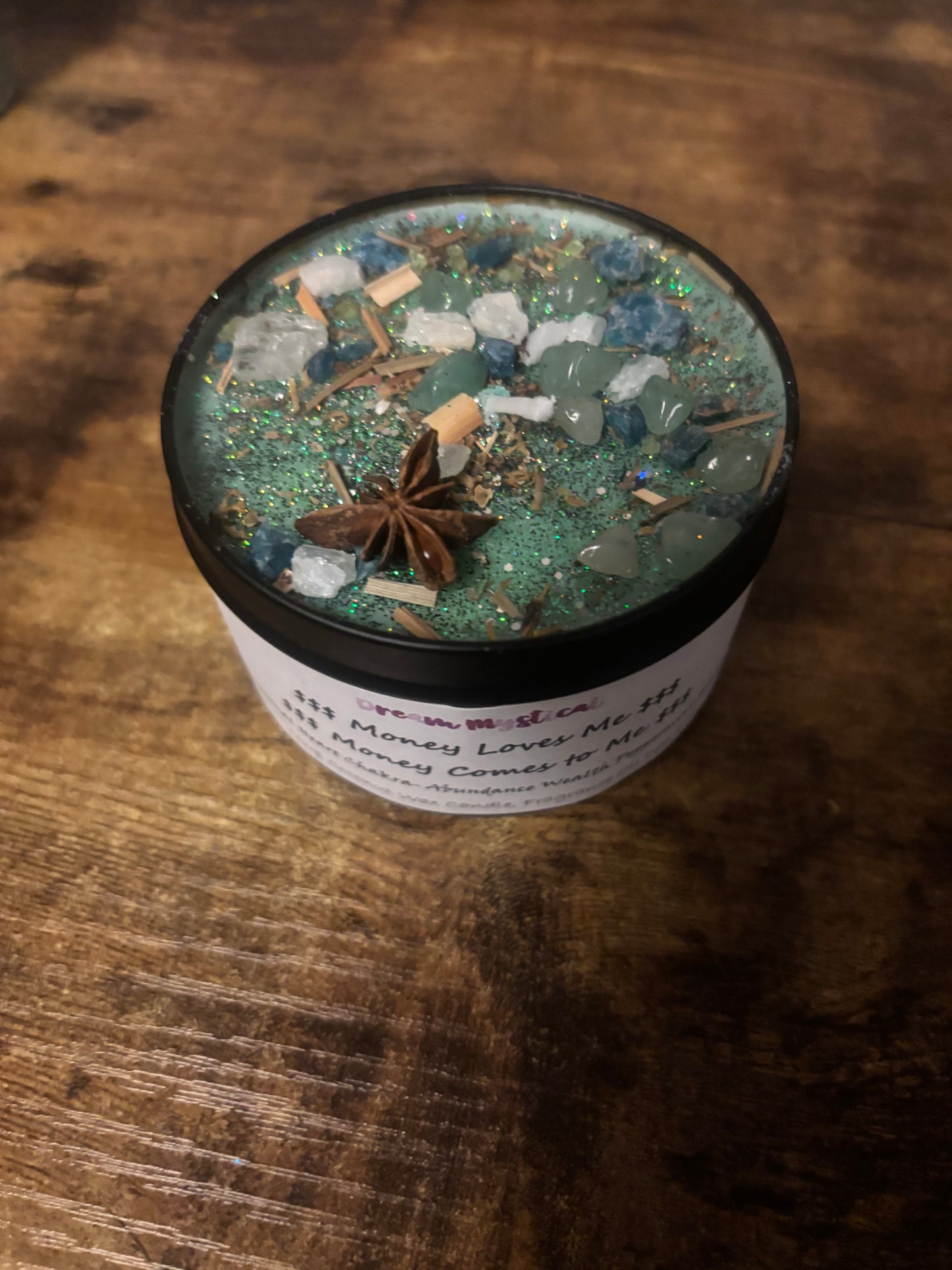 $$$Money Love Me Money Comes to Me$$$ Intentional Coconut Wax Candle 🕯️ Heart Chakra Abundance Wealth (Peppermint Mocha)
