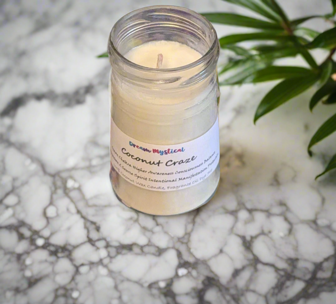 Coconut craze Intentional Candle Coconut Wax  Crown Chakra Inspires Connects 2 Divine Consciousness Enlightment Protection