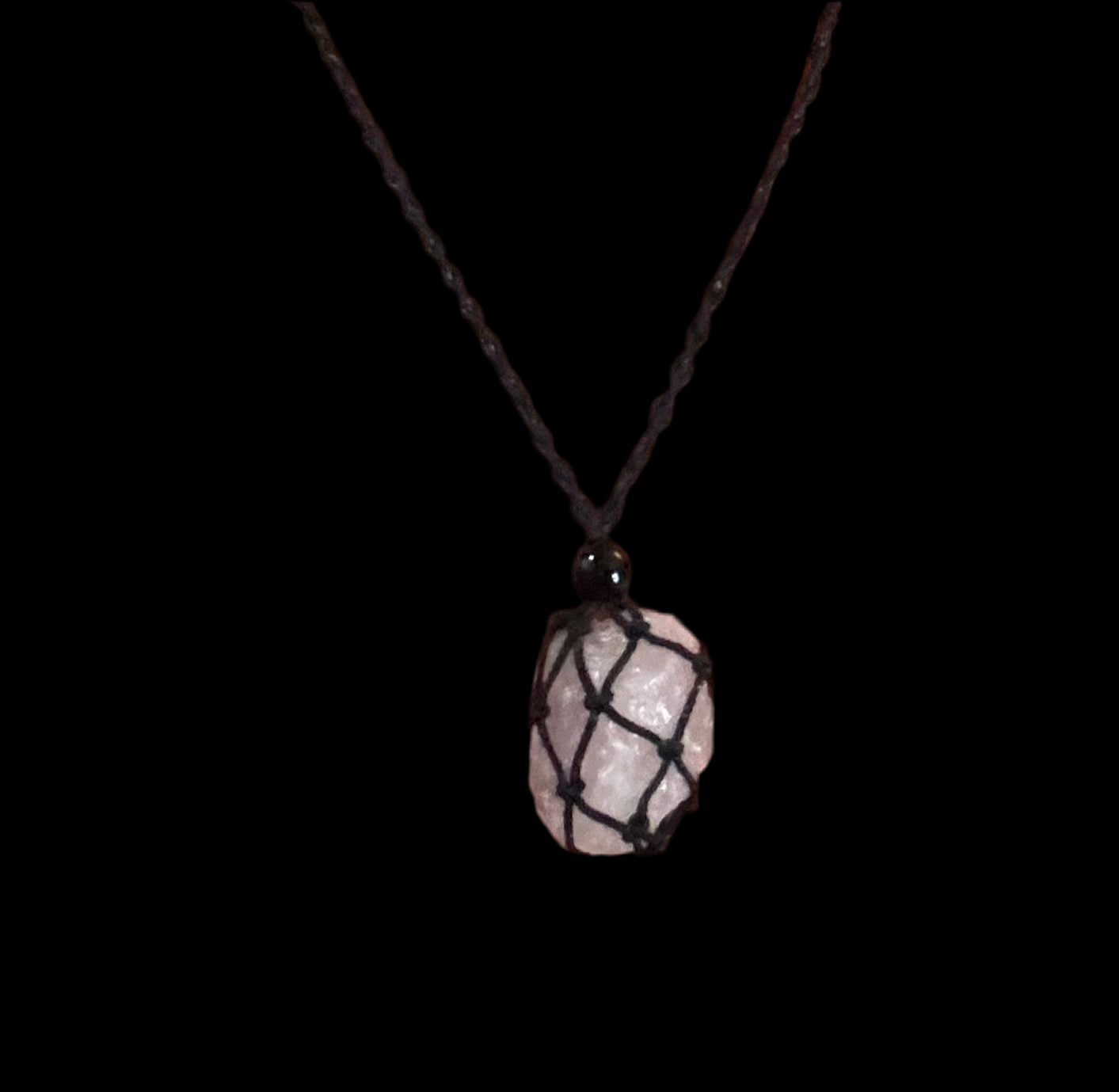 Sacred Divine Love Rose 🌹 Quartz Reiki Infused Interchangeable adjustable crystal Macrame pouch necklace