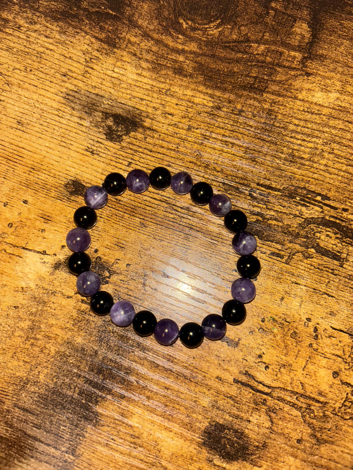 Shadowlight Guardian – Dog Tooth Amethyst & Black Tourmaline AAA Shielding & Clarity Bracelet